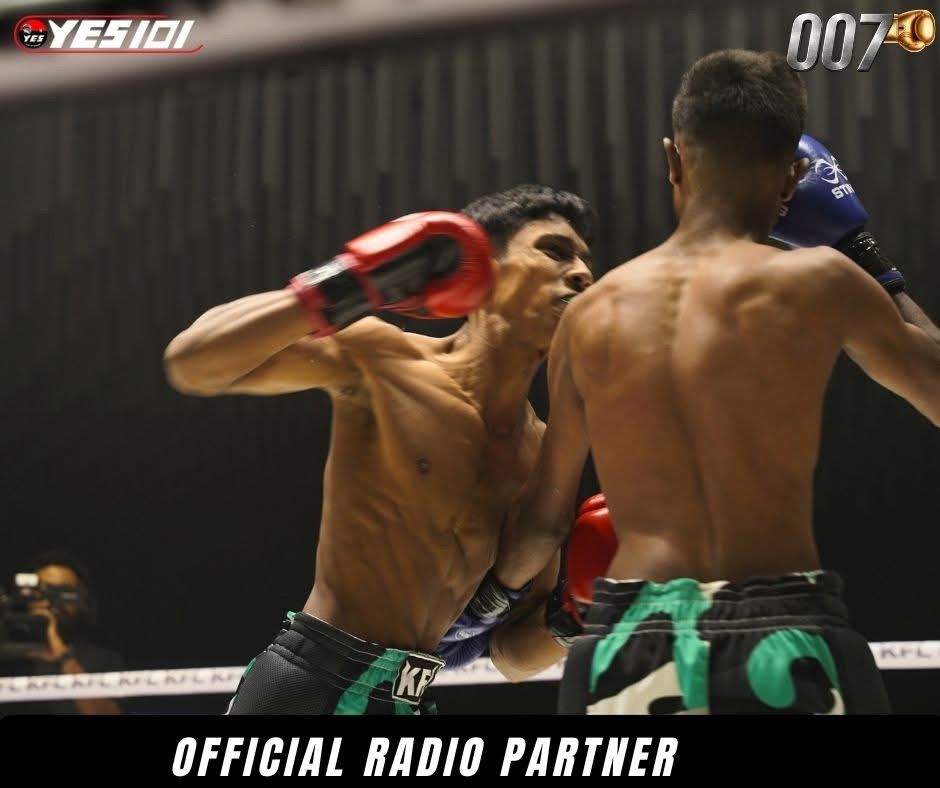 BPFA fighter landing an elbow during a Muay Thai bout