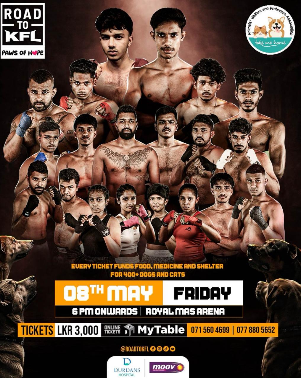 Road to KFL Paws of Hope charity fight night poster
